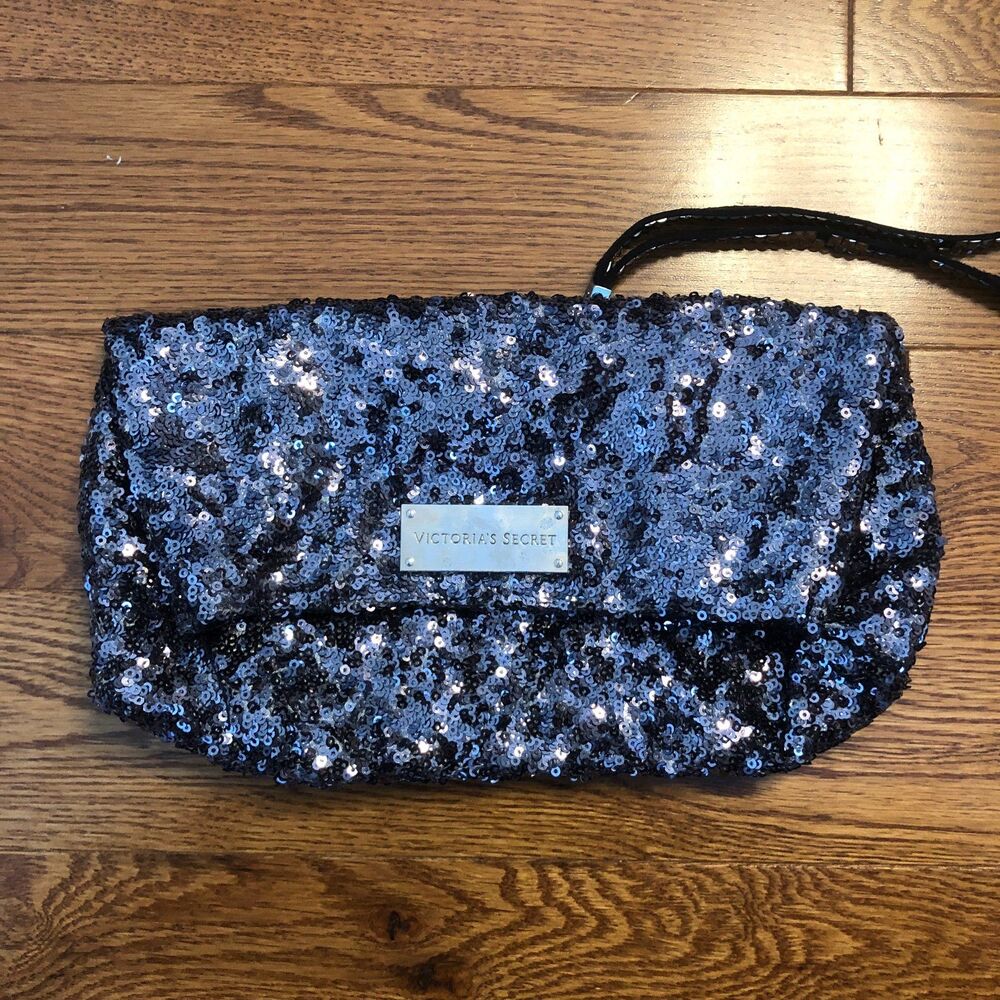 Victoria's Secret Purple Silver Sequins Clutch Wristlet